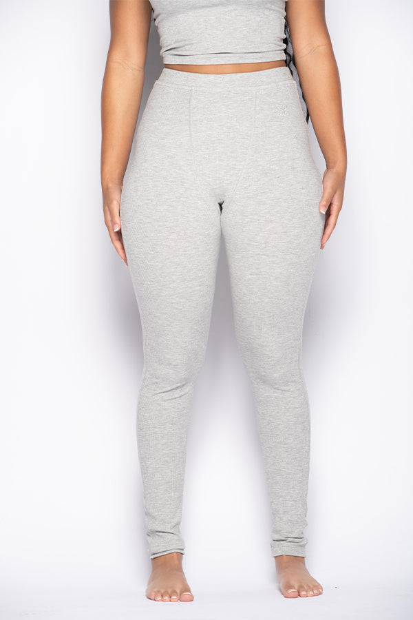 Sky Grey ribbed leggings